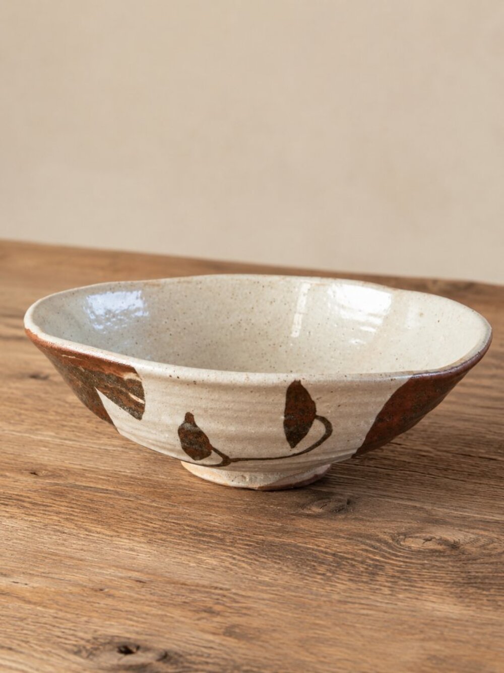 Vintage Japanese Handmade Ceramic Studio Pottery Bowl 8.25" Unmarked